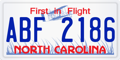 NC license plate ABF2186