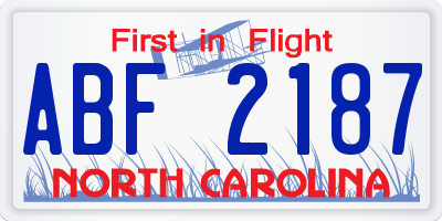 NC license plate ABF2187