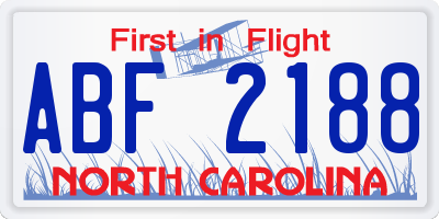 NC license plate ABF2188