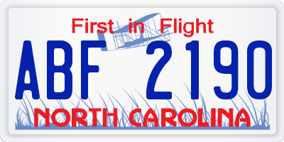 NC license plate ABF2190
