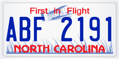 NC license plate ABF2191