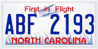 NC license plate ABF2193
