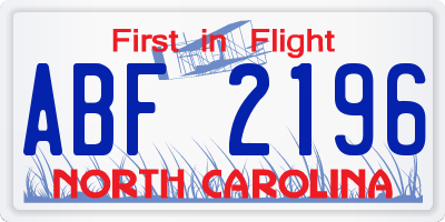NC license plate ABF2196