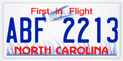 NC license plate ABF2213