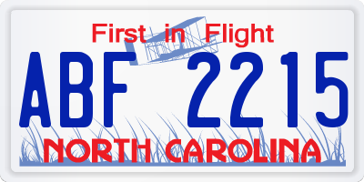 NC license plate ABF2215