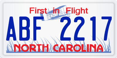 NC license plate ABF2217