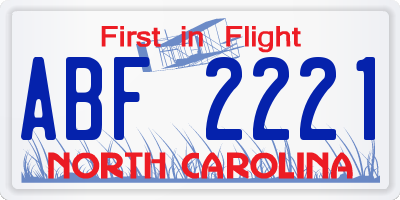NC license plate ABF2221