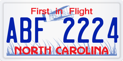 NC license plate ABF2224