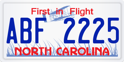 NC license plate ABF2225