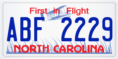 NC license plate ABF2229