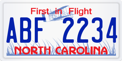 NC license plate ABF2234