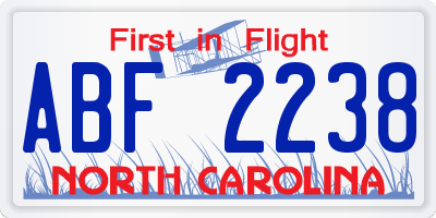 NC license plate ABF2238