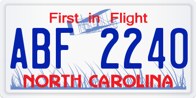 NC license plate ABF2240