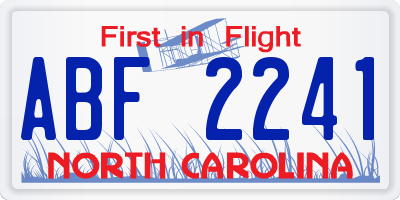 NC license plate ABF2241