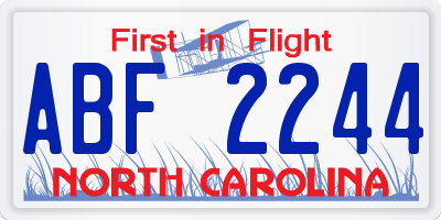 NC license plate ABF2244