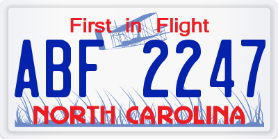 NC license plate ABF2247