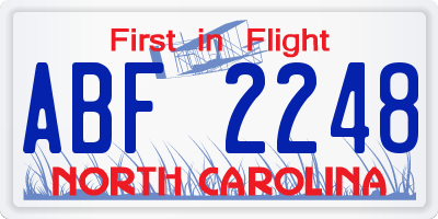 NC license plate ABF2248