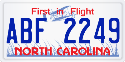 NC license plate ABF2249