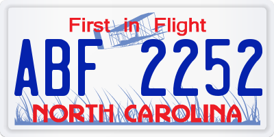 NC license plate ABF2252