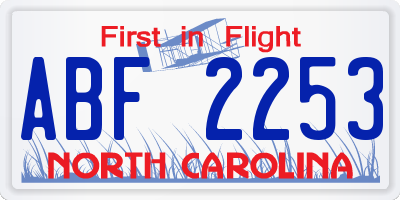 NC license plate ABF2253