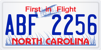 NC license plate ABF2256
