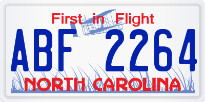 NC license plate ABF2264