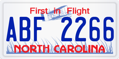 NC license plate ABF2266