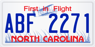 NC license plate ABF2271