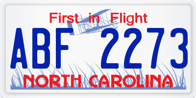 NC license plate ABF2273