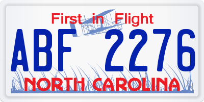 NC license plate ABF2276