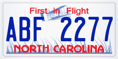 NC license plate ABF2277