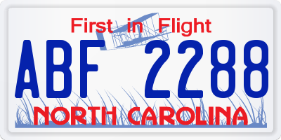 NC license plate ABF2288