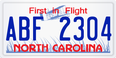 NC license plate ABF2304