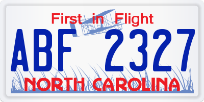 NC license plate ABF2327