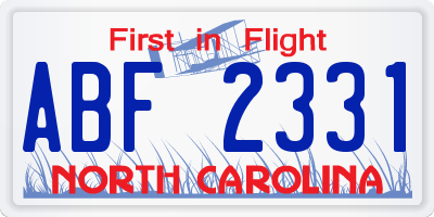 NC license plate ABF2331