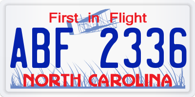 NC license plate ABF2336