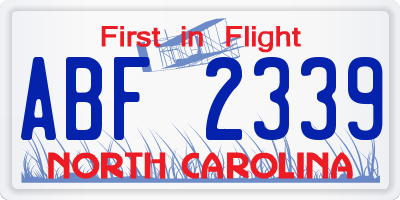 NC license plate ABF2339