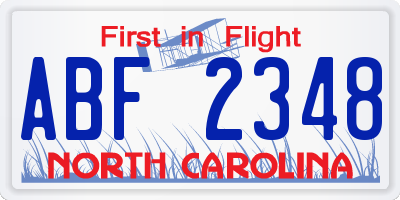 NC license plate ABF2348