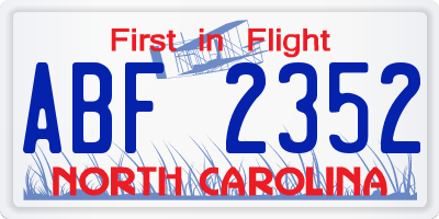 NC license plate ABF2352
