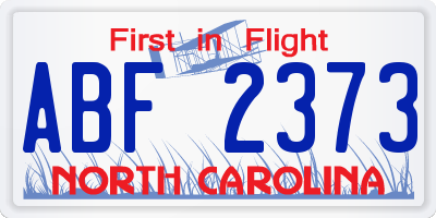 NC license plate ABF2373
