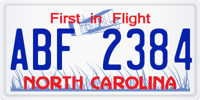 NC license plate ABF2384