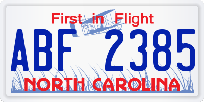 NC license plate ABF2385