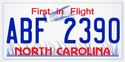 NC license plate ABF2390