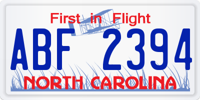 NC license plate ABF2394