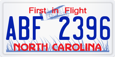 NC license plate ABF2396