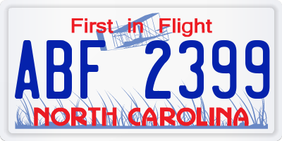NC license plate ABF2399