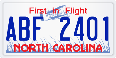 NC license plate ABF2401