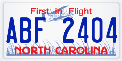 NC license plate ABF2404