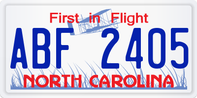 NC license plate ABF2405