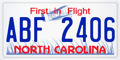 NC license plate ABF2406